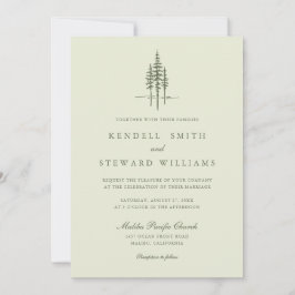 グリーンモダンツリーフォレスト素朴結婚式招待状 招待状