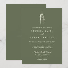 グリーンモダンツリーフォレスト素朴結婚式招待状 招待状