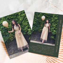 グリーンモダンツーフォト卒業パーティー招待状 招待状