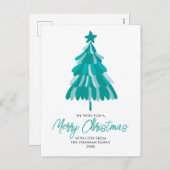 グリーンモダンティール(緑がかった色)ウィンタークリスマスツリー シーズンポストカード (正面/裏面)