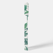 グリーンモダンティール（緑がかった色）トロピカル葉デザイン iPhoneケース (右側面)