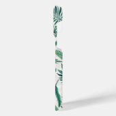 グリーンモダンティール（緑がかった色）トロピカル葉デザイン iPhoneケース (左側面)