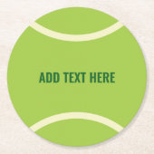 グリーンモダンテニスボールギフト ラウンドペーパーコースター (正面)