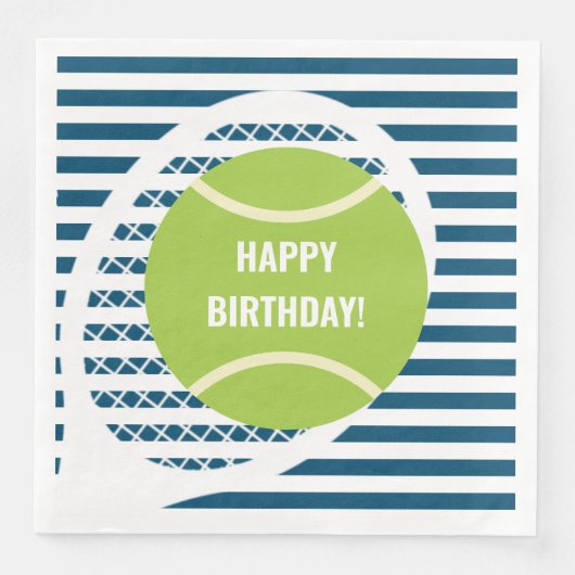 グリーンモダンテニスボールストライプの誕生日 (正面)