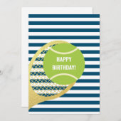 グリーンモダンテニスボールネイビーブルー誕生日 シーズンカード (正面/裏面)