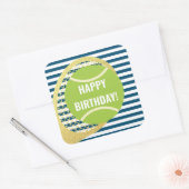 グリーンモダンテニスボールネイビーブルー誕生日 スクエアシール (封筒)
