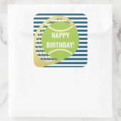 グリーンモダンテニスボールネイビーブルー誕生日 スクエアシール (バッグ)