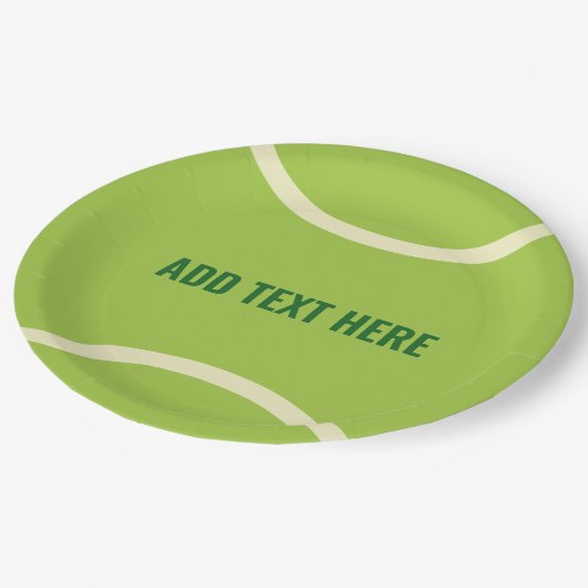 グリーンモダンテニスボールパーティー ペーパープレート (アングル)