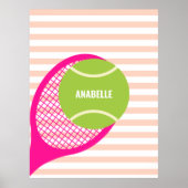 グリーンモダンテニスボールピンク名 ポスター (正面)