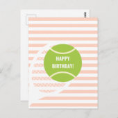 グリーンモダンテニスボールピンク誕生日 ポストカード (正面/裏面)