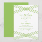 グリーンモダンデコ日付の保存招待状 セーブザデート (正面/裏面)