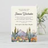 グリーンモダンデザートサボテンブライダルシャワーInv 招待状 (スタンド正面)