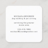 グリーンモダンドッグ歩くドッグウォーカーペットシッター スクエア名刺 (裏面)