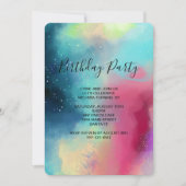 グリーンモダンネブラウォーター色抽象芸術誕生日 招待状 (正面)