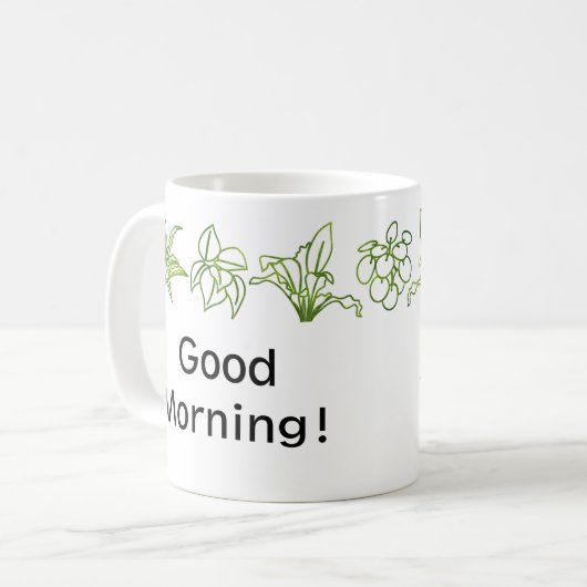 グリーンモダンハウスプラントパーソナライズドマググ コーヒーマグカップ (正面左)