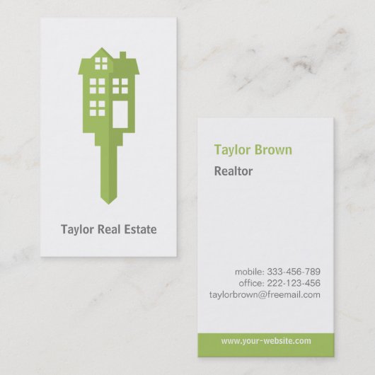 グリーンモダンハウスロゴ実在エステート名刺 名刺 (正面/裏面)