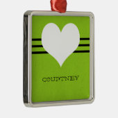 グリーンモダンハートオーナメント メタルオーナメント (右)