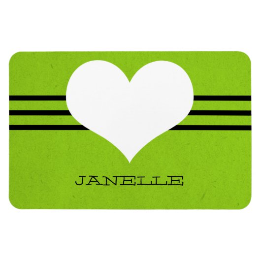 グリーンモダンハートフレキシマグネット マグネット (横)