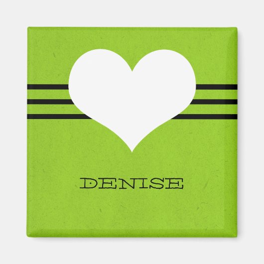 グリーンモダンハート磁石 マグネット (正面)