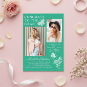 グリーンモダンバタフライ写真卒業パーティー アクリル招待状