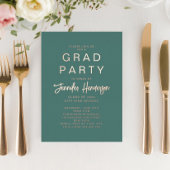 グリーンモダンバラ金ゴールドスクリプト卒業パーティー 箔招待状