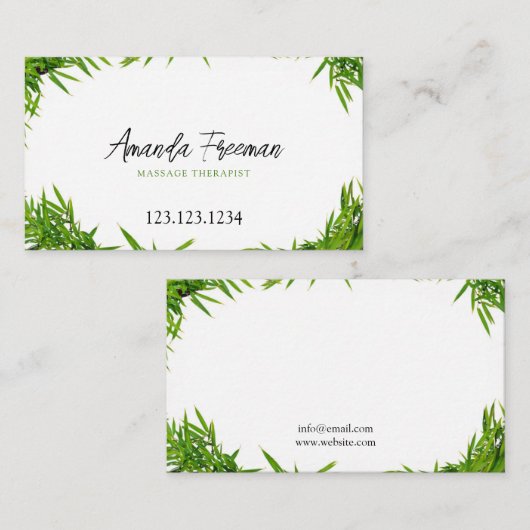 グリーンモダンバンブ離れーマッサージセラピー 名刺 (正面/裏面)