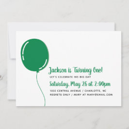 グリーンモダンバースデーパーティー 招待状