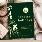 グリーンモダンビジネスホリデーゴールドフォイルカード 箔シーズンカード