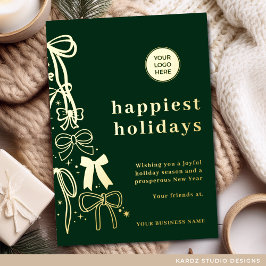 グリーンモダンビジネスホリデーゴールドフォイルカード 箔シーズンカード