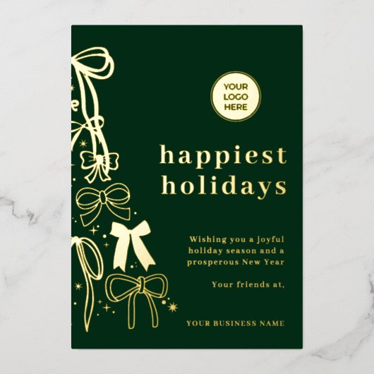 グリーンモダンビジネスホリデーゴールドフォイルカード 箔シーズンカード (正面)
