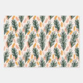 グリーンモダンピンク金ゴールドクリスマスツリーの枝 ラッピングペーパーシート (正面)