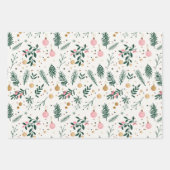 グリーンモダンピンク金ゴールドクリスマスツリーの枝 ラッピングペーパーシート (正面2)