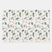 グリーンモダンピンク金ゴールドクリスマスツリーの枝 ラッピングペーパーシート (正面)