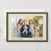 グリーンモダンファミリーフォトハッピーホリデー シーズンカード (正面)