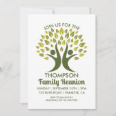 グリーンモダンファミリー懇親会ファミリーツリー 招待状 (正面)