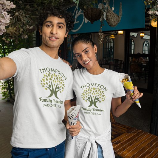 グリーンモダンファミリー懇親会ファミリーツリー Tシャツ