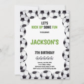 グリーンモダンフィールドスポーツテーマ子供へ 招待状 (正面)