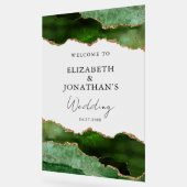 グリーンモダンフェイク結婚金ゴールド歓迎 アクリルサイン (傾斜)