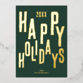 グリーンモダンフェスティバルハッピーホリデーズクリスマス 箔シーズンカード (正面)