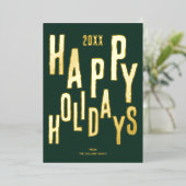 グリーンモダンフェスティバルハッピーホリデーズクリスマス 箔シーズンカード (立ち正面)