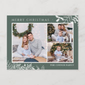 グリーンモダンフォトコラージュメリークリスマス ポストカード (正面)