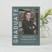 グリーンモダンフォトボーイ卒業 案内状 (スタンド正面)