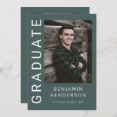 グリーンモダンフォトボーイ卒業 案内状 (正面/裏面)