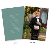 グリーンモダンフォトボーイ第1コミュニオン金ゴールド 箔招待状