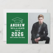 グリーンモダンフォト卒業パーティー 招待状 (正面)