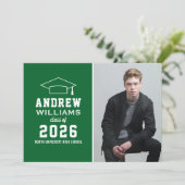 グリーンモダンフォト卒業パーティー 招待状 (スタンド正面)