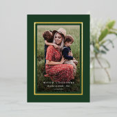 グリーンモダンフレエレガントームシンプルメリークリスマス 箔シーズンカード (立ち正面)