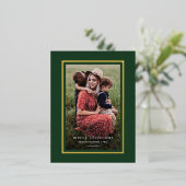 グリーンモダンフレエレガントームシンプルメリークリスマス 箔シーズンポストカード (立ち正面)