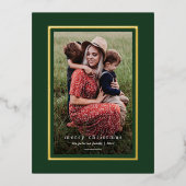グリーンモダンフレエレガントームシンプルメリークリスマス 箔シーズンポストカード (正面)