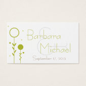 グリーンモダンフローラドシンプルット結婚式の引き出物ラベル (正面)